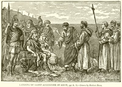 Débarquement de Saint Augustin dans le Kent, 597 après J.-C. - English School