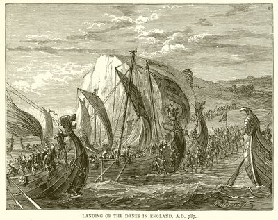 Débarquement des Danois en Angleterre, 787 après J.-C. - English School