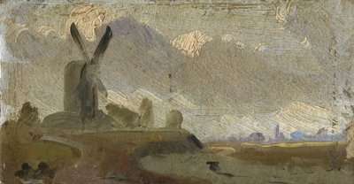 Paysage avec moulin à vent - English School