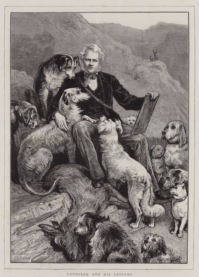 Landseer et ses amis (gravure) - English School