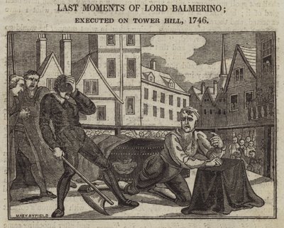 Derniers moments de Lord Balmerino; exécuté à Tower Hill - English School