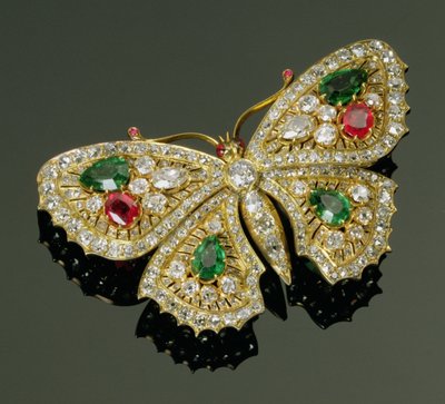 Broche papillon multi-gemmes de la fin de l