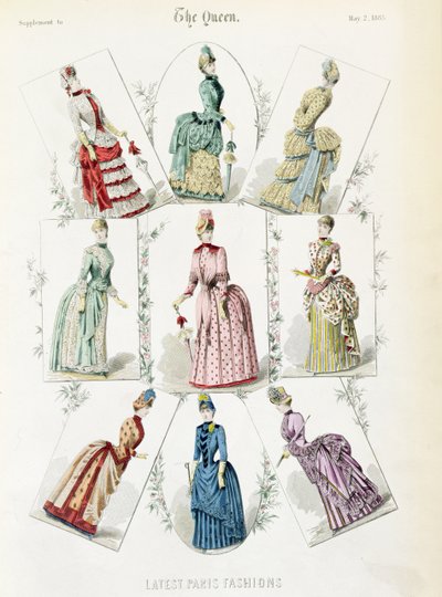Dernières modes parisiennes, neuf robes de jour dans une planche de mode d