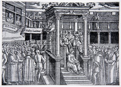 Latimer prêchant devant Édouard VI, illustration de The History of the Nation - English School
