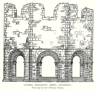 Lavabo, Abbaye de Mellifont, Drogheda (gravure) - English School