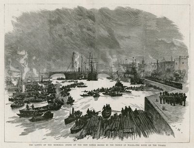 Pose de la pierre commémorative du nouveau Pont de la Tour par le Prince de Galles - English School