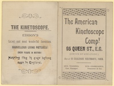 Prospectus publicitaire pour le Kinétoscope - English School