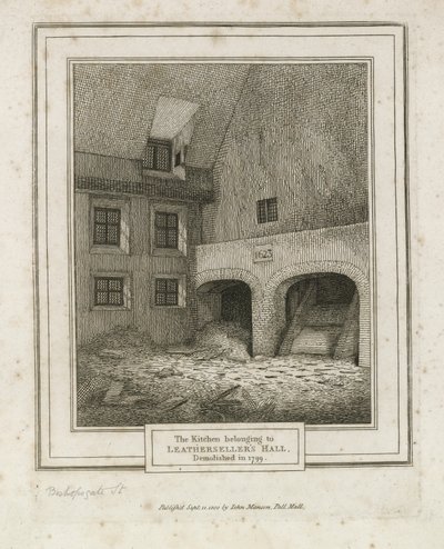 Leathersellers Hall, Bishopsgate Street. Démoli en 1799 - English School