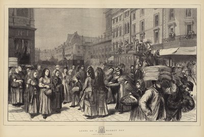 Leeds un jour de marché (gravure) - English School