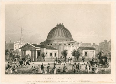 Leicester Square avec le bâtiment où est exposé le modèle de la terre de M. Wyld - English School