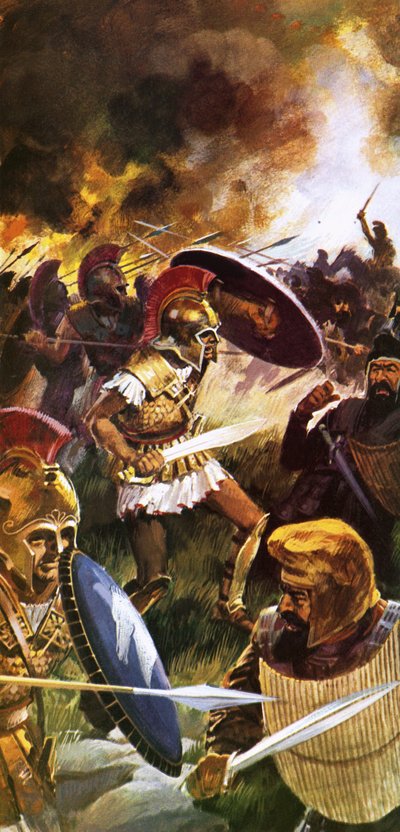 Léonidas et ses troupes combattant jusqu