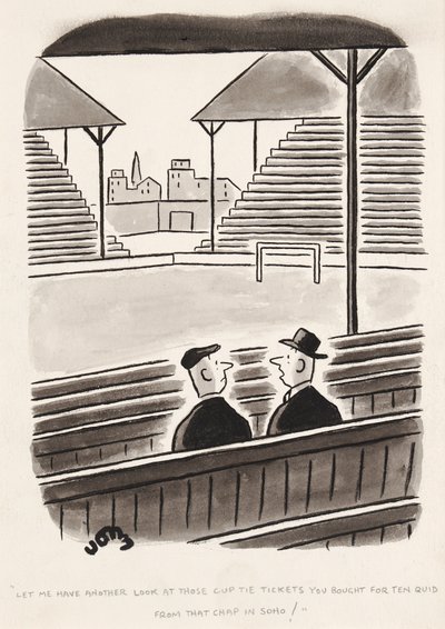 Laisse-moi revoir ces billets de Cup Tie que tu as achetés pour dix livres à ce type de Soho, dessin de John - English School