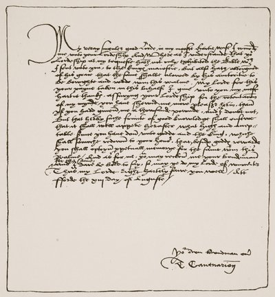 Lettre de Cranmer à Cromwell le remerciant d