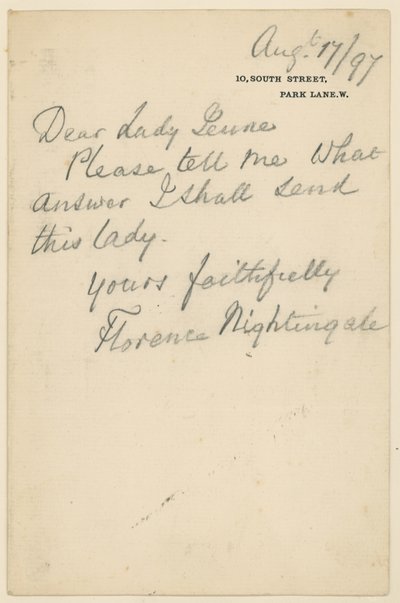 Lettre de Florence Nightingale - English School