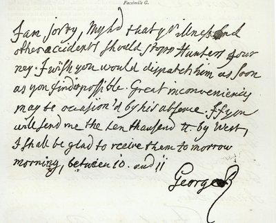 Lettre de George II au Duc de Newcastle, 1759, publiée dans 
