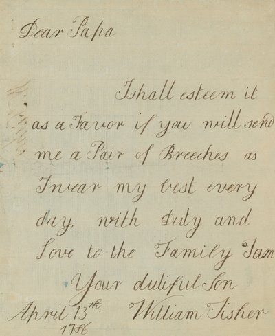Lettre de William Fisher (autographe) - English School