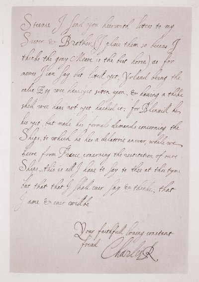 Lettre de Charles I au duc de Buckingham - English School