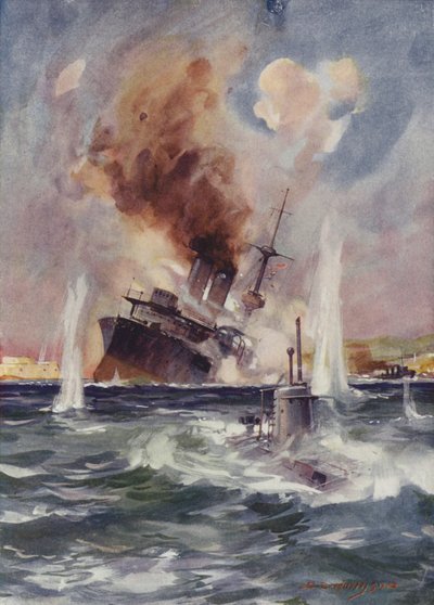 Le lieutenant Holbrook prend le sous-marin B11 sous les mines des Dardanelles et coule un cuirassé turc - English School