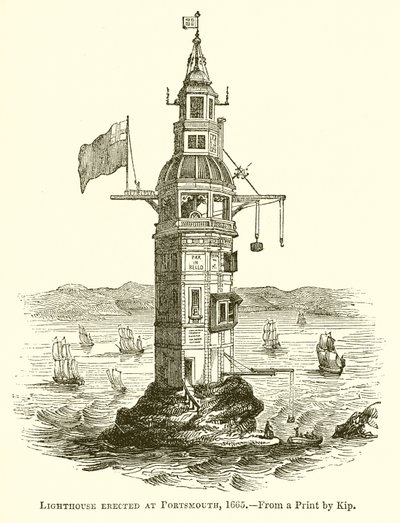 Phare érigé à Portsmouth, 1665 - English School