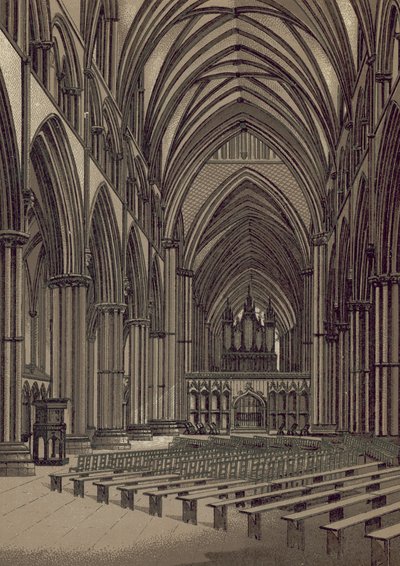 Cathédrale de Lincoln, nef, vue vers l