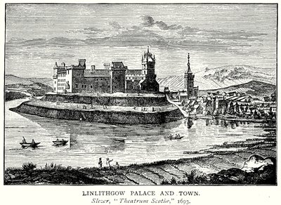 Palais et ville de Linlithgow (gravure) - English School