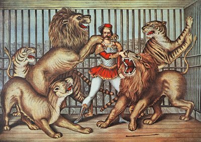 Domptage de lions, vers 1880 - English School