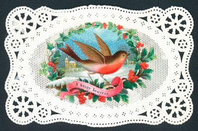 Petit rouge-gorge, carte de Nouvel An - English School
