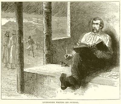 Livingstone écrivant son journal - English School