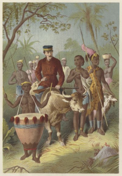 Livingstone affaibli par la fièvre escorté à la ville de Shinte - English School