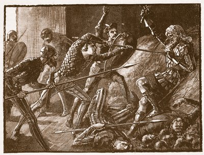 Le dernier combat de Llewelyn, illustration de Cassells Illustrated History of England - English School