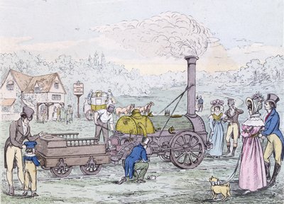 Locomotive, la Rocket en 1830, construite par George Stephenson (1781-1848) - English School