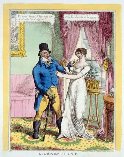 Logements à louer, pub. 1814 (gravure en couleur) - English School