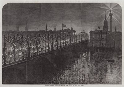 Pont de Londres illuminé la nuit du 10 (gravure) - English School