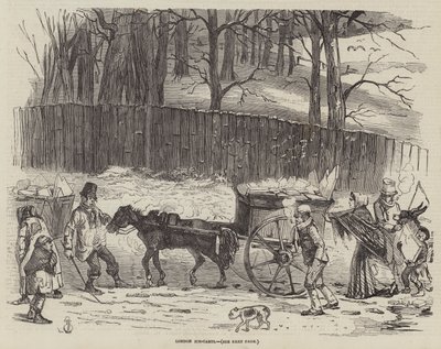 Chariots à glace de Londres (gravure) - English School