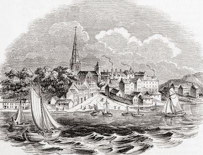 Londonderry, Irlande du Nord, tirée de Old England: A Pictorial Museum, pub. 1847 - English School