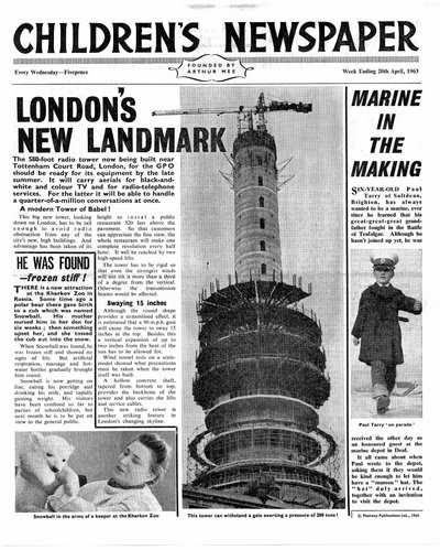 Le nouveau monument de Londres : La tour de la poste, première page de 