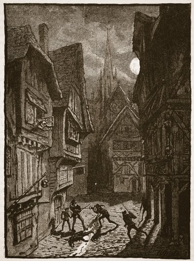 Lord Grey et ses partisans attaquant le comte de Southampton, illustration de Cassells Illustrated History of England - English School