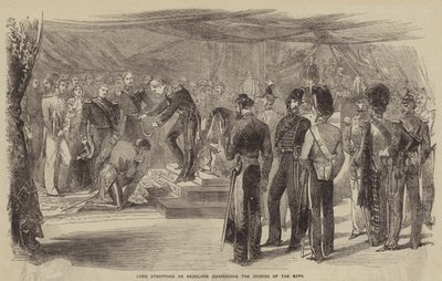 Lord Stratford de Redcliffe conférant les Ordres du Bain (gravure) - English School