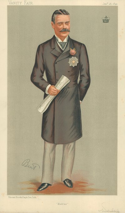 Lord Wenlock, Madras, 28 janvier 1893, caricature de Vanity Fair - English School