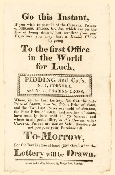 Publicité de loterie - English School