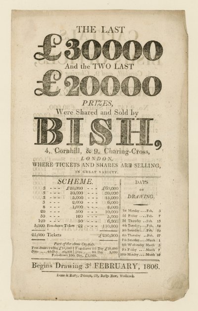 Publicité de loterie - English School
