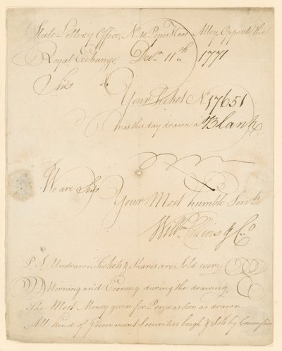 Billet de loterie - English School