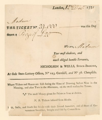 Billet de loterie - English School