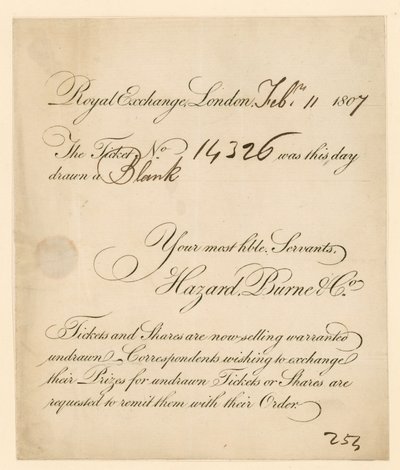Billet de loterie - English School