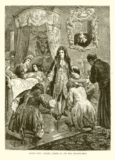 Louis XIV rend visite à Jacques II sur son lit de mort - English School