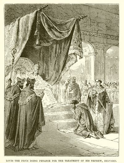 Louis le Pieux faisant pénitence pour le traitement de son neveu, Bernard - English School