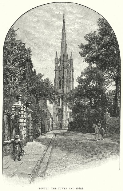 Louth : La tour et la flèche (gravure) - English School