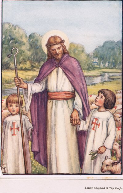 Bon Berger de tes Brebis, illustration du Livre des Hymnes pour Enfants, 1929 - English School