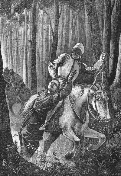 Luther attaqué par des cavaliers masqués dans la forêt de Thuringe, illustration de L