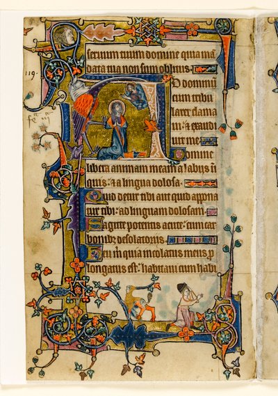 David priant, initiale historiée du Psautier de Macclesfield, Usage de Sarum, East Anglia, vers 1330 - English School
